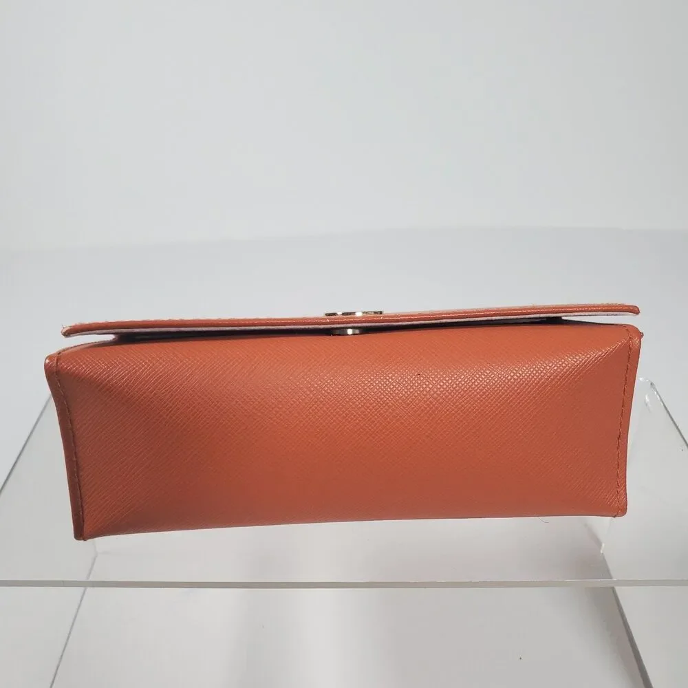Tory Burch Sunglasses Case Orange One Size Magnetic Gold Monogram With Pouch